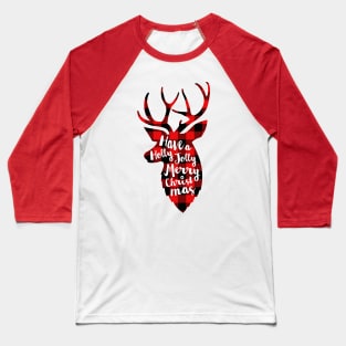 Reindeer Red Plaid Vintage Merry Xmas Buffalo Deer Christmas Family Pajama Gift Baseball T-Shirt